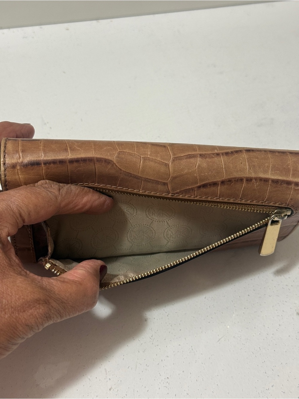 Michael Kors Brown Croc-Embossed Leather Wallet in good condition - Picture 16 of 16